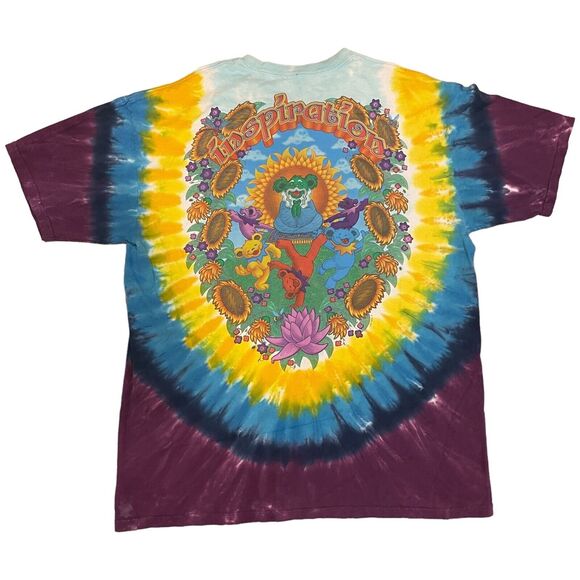 Liquid Blue Grateful Dead Inspiration Bear Tie Dye All Over Faded T Shirt XL - Picture 3 of 10